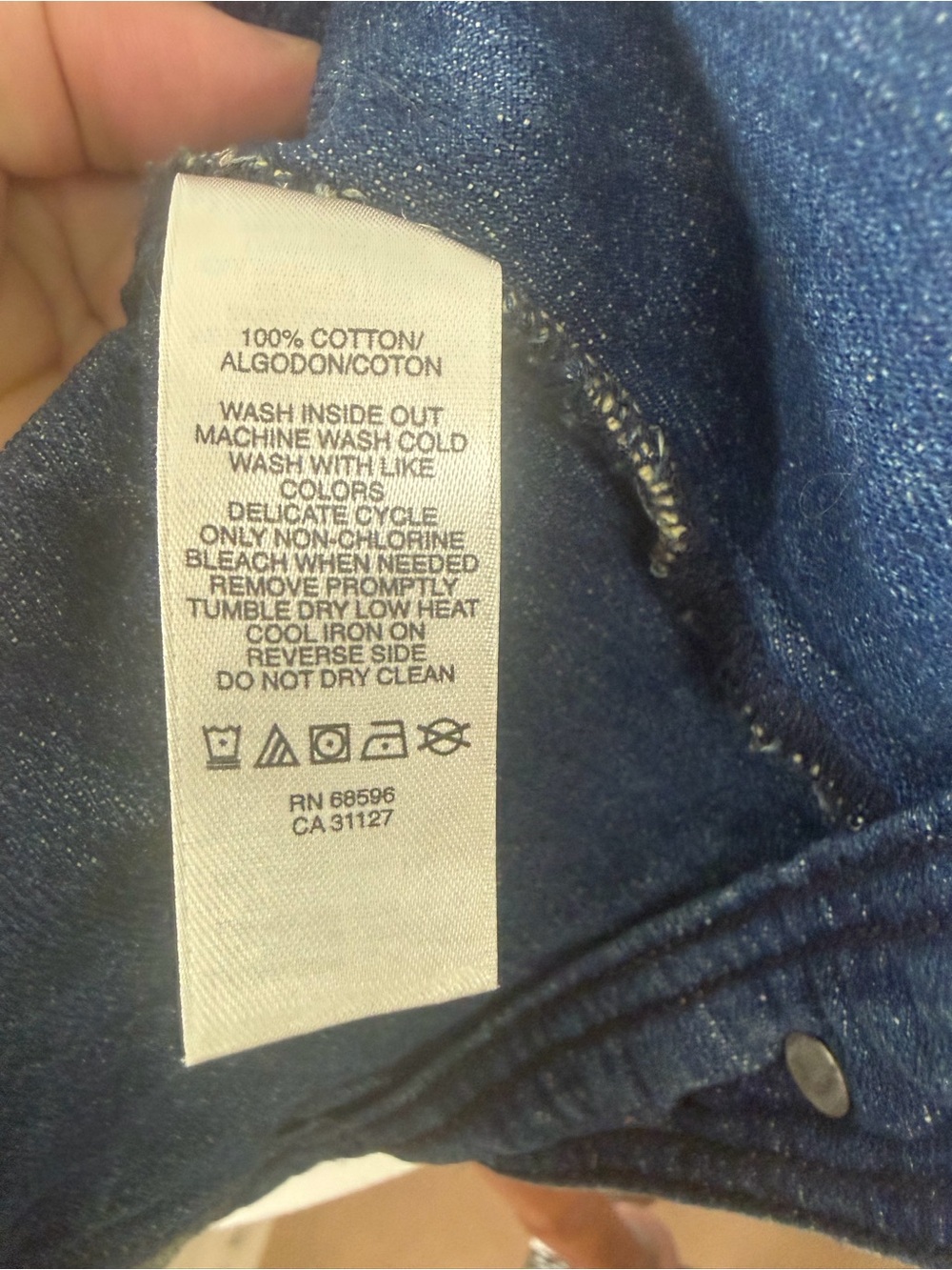 DKNY Blue Denim Jacket with Silver Stud Accents Size XL - Picture 7 of 7